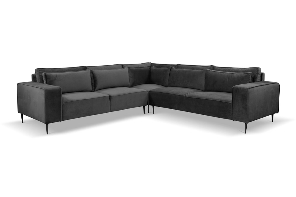 Etna Black Plush Corner sofa