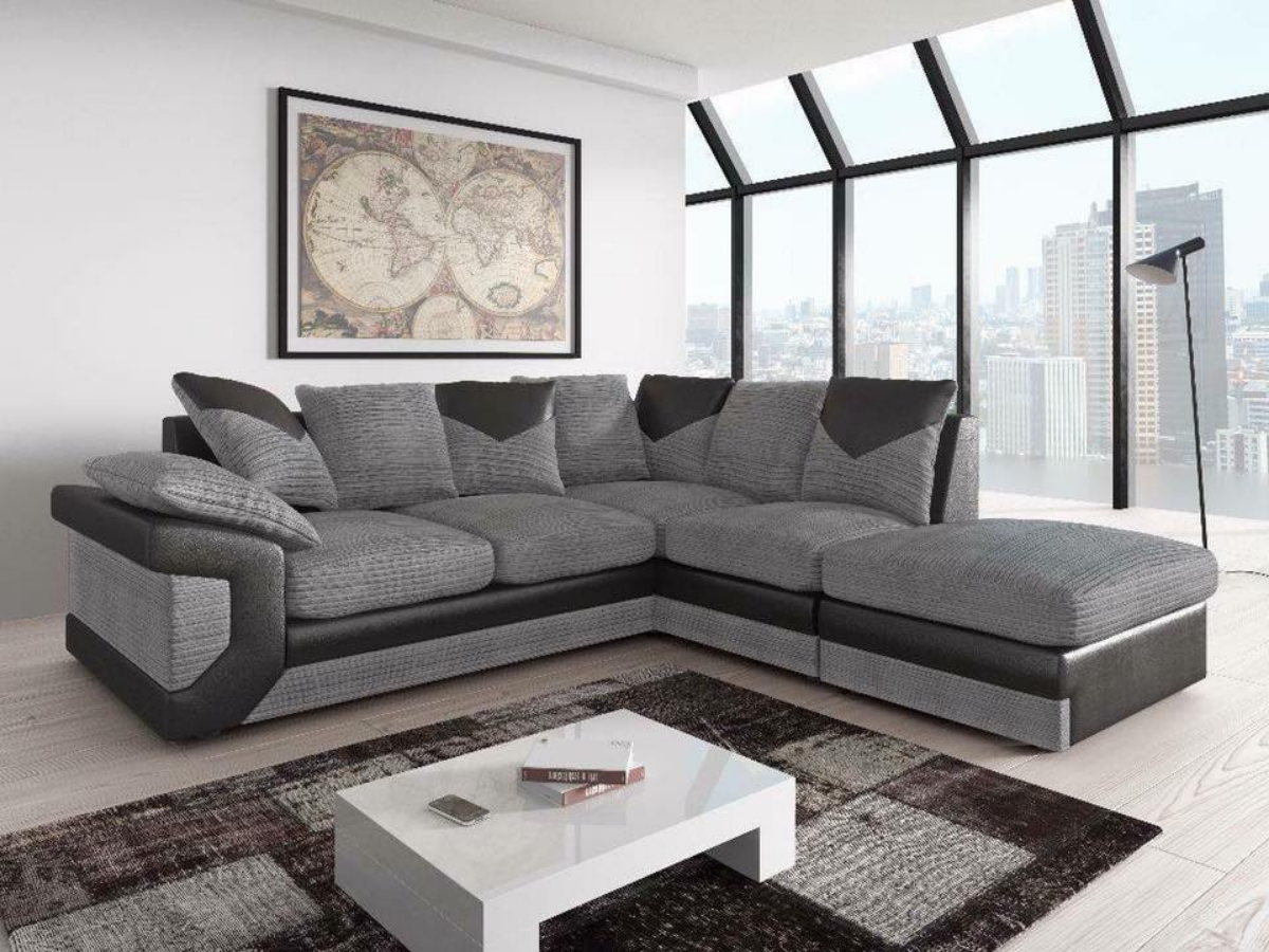 Dino Grey/Black Right Hand Corner Sofa