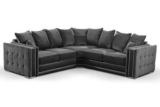 Ashley Black Velvet Corner Sofa