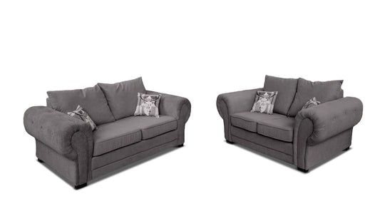 Baron Chesterfield Graphite 3+2 Sofa Set Full Back Cushions