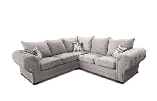 Baron Chesterfield Silver Corner Sofa Full Back Cushions