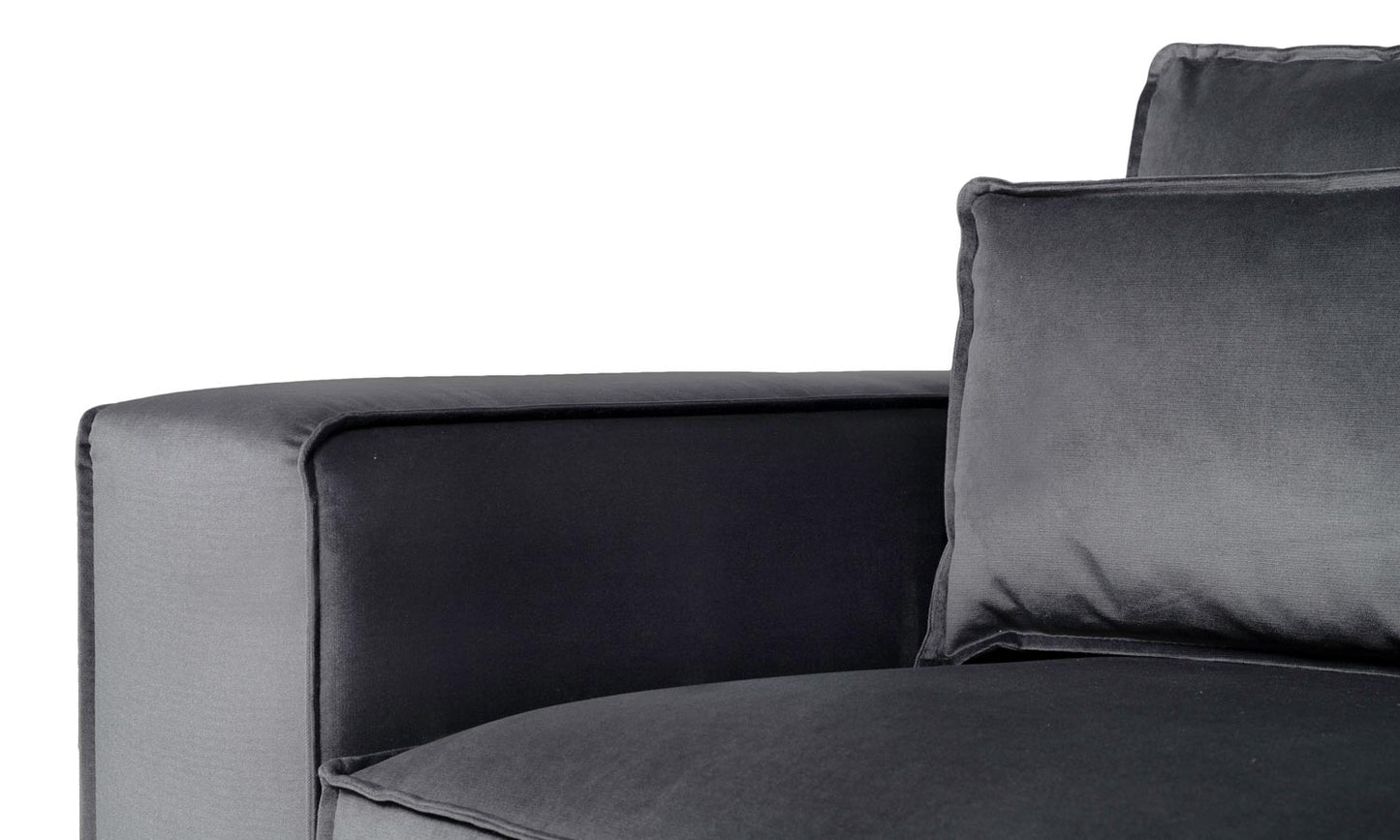 Etna Black Plush Corner sofa