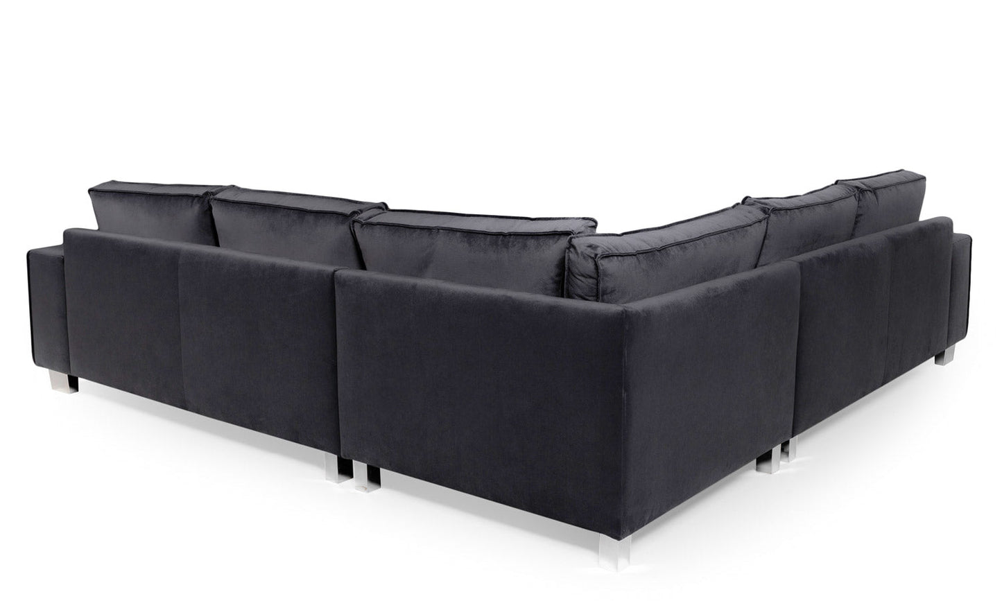 Etna Black Plush Corner sofa