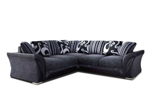 Farrow Grey/Black Corner Sofa With Swivel Chair