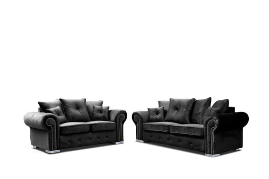 Mayfair Black Plush 3+2 Sofa Set