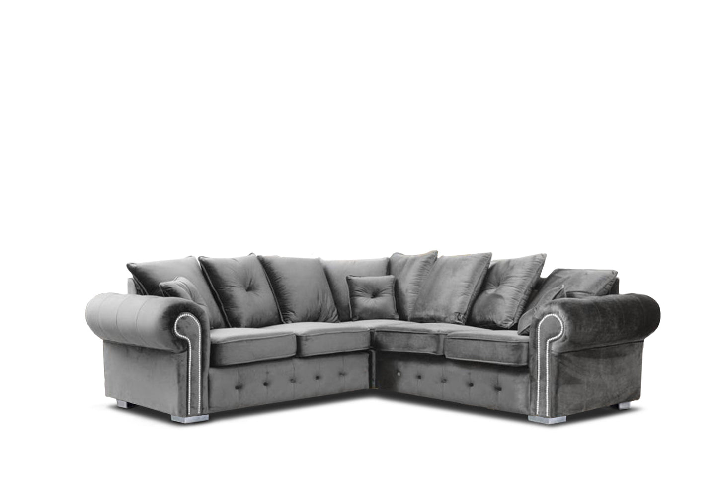 Mayfair Grey Plush Corner Sofa
