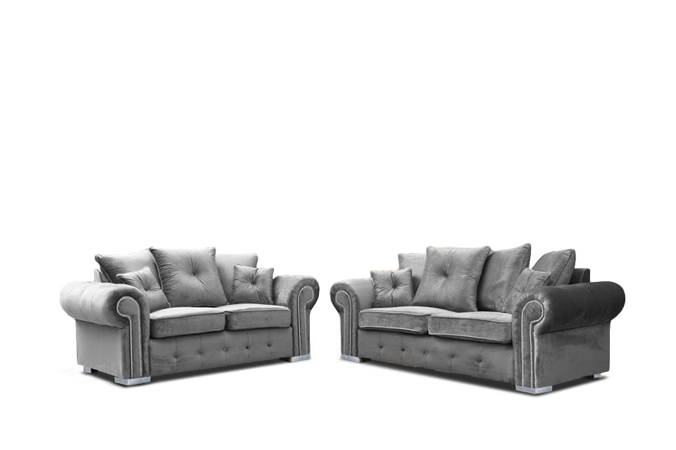 Mayfair Grey Plush 3+2 Sofa Set