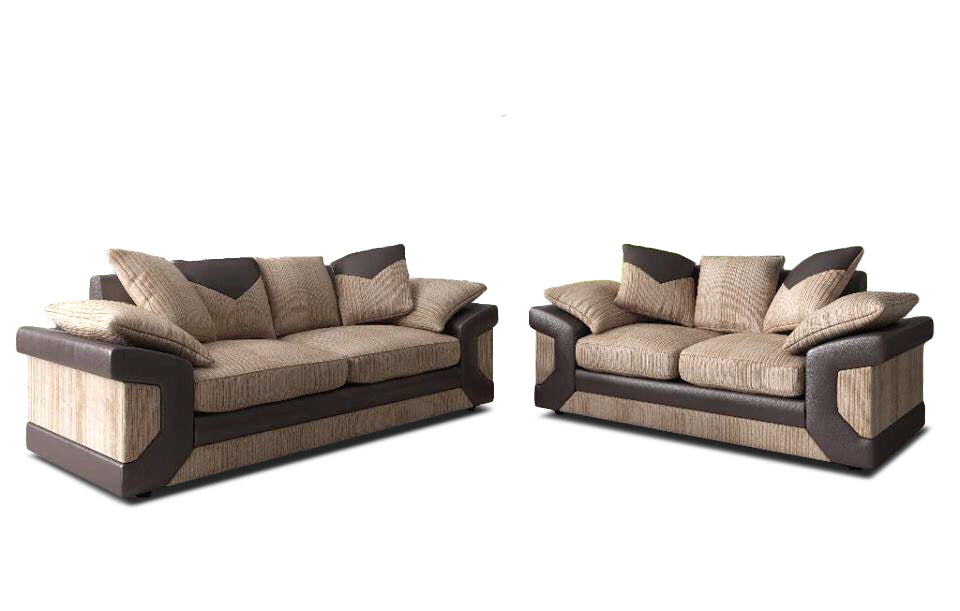 Lush Beige/Brown Scatter 3 +2 Fabric Sofa Set