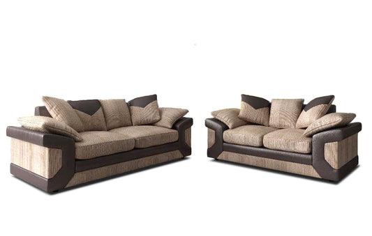 Lush Beige/Brown Scatter 3 +2 Fabric Sofa Set