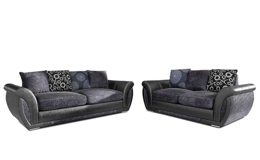 Shannon Grey/Black 3 +2 Fabric Sofa Set