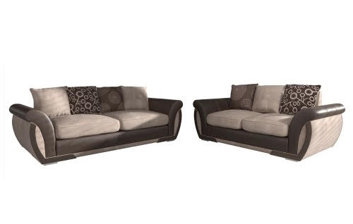 Shannon Beige/Brown 3 +2 Fabric Sofa Set