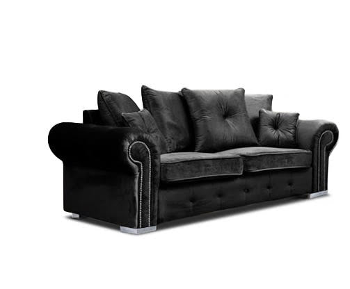 Mayfair Black Plush 3 Seater