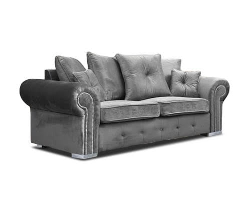 Mayfair Grey Plush 3 Seater